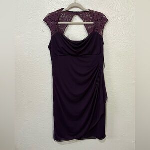 Xscape Vintage Deep Purple Lace Dress